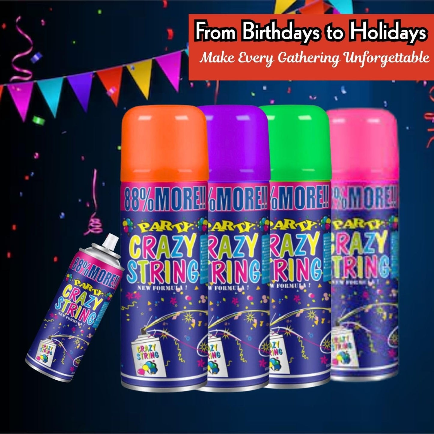 PartyBlast Non-Flammable Party String Spray – 96 Cans per Case (Wholesale/Bulk Pricing)